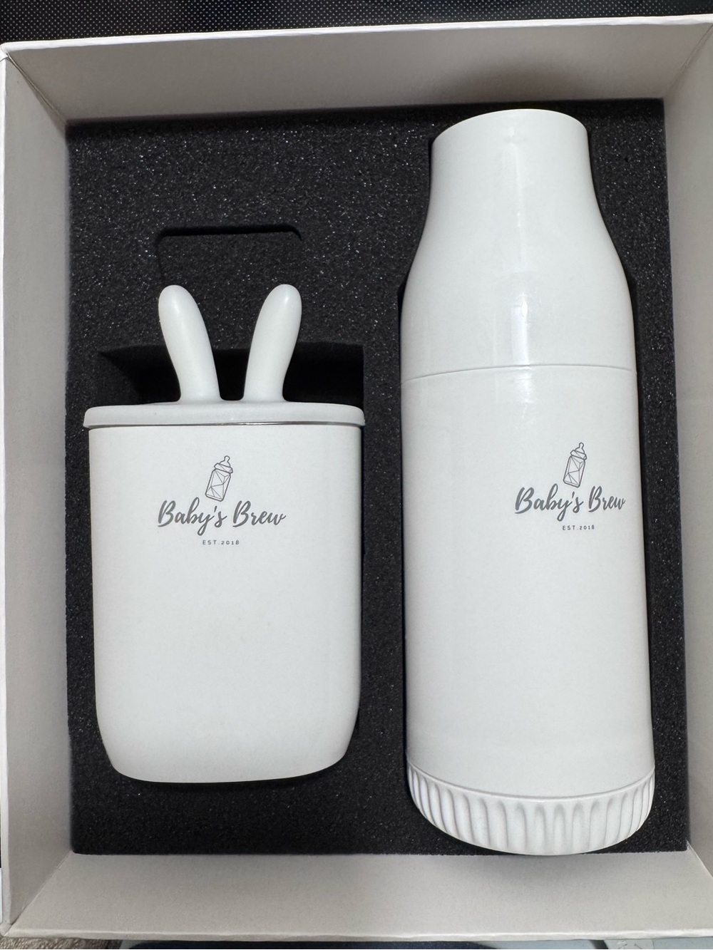Baby’s Brew Portable Bottle Warmer and formula dispenser.